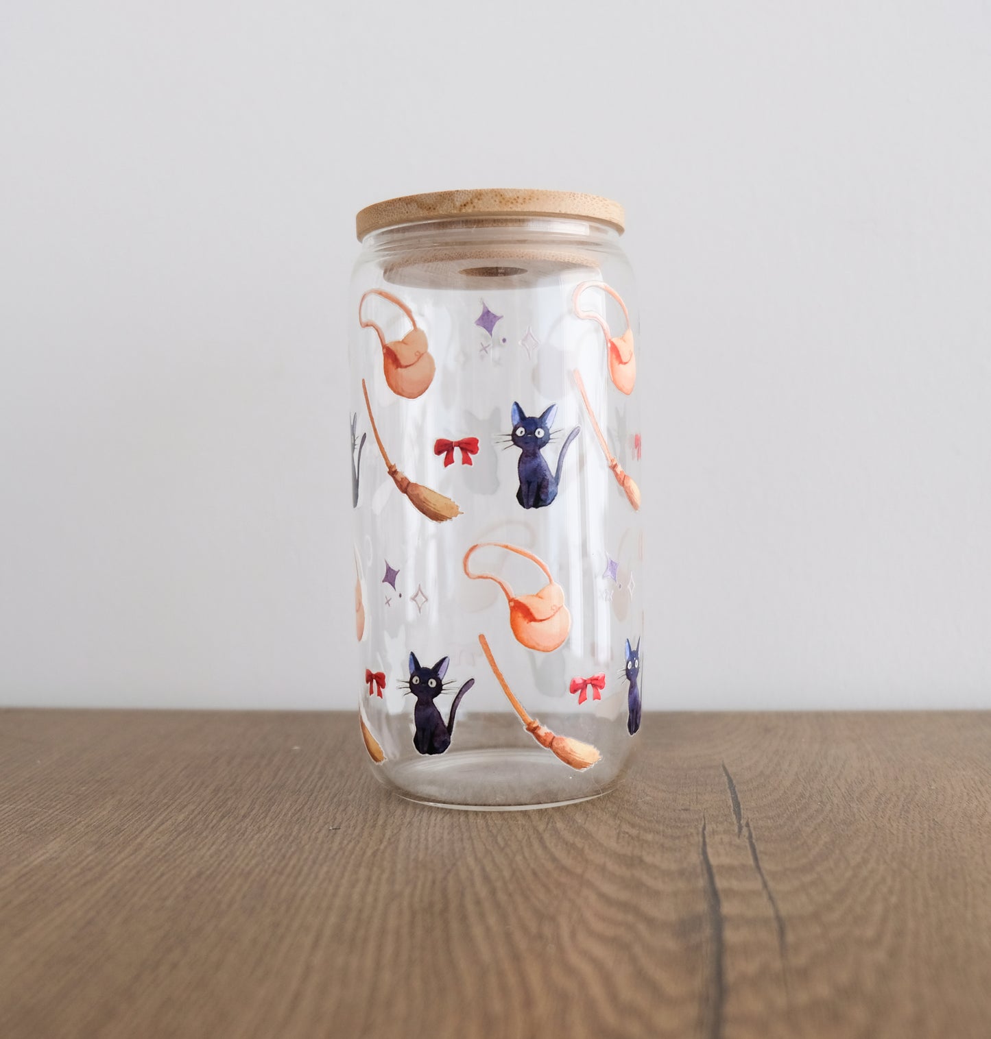 Kiki jar tumbler with bamboo lid and glass straw